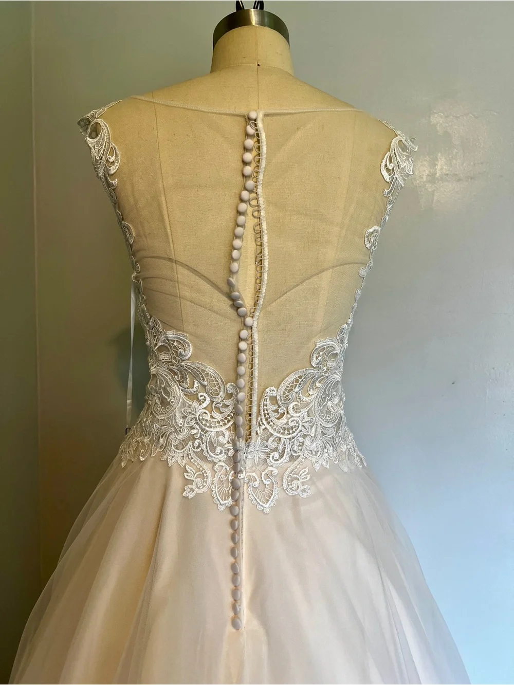 Blush Lace A-Line Wedding Dress